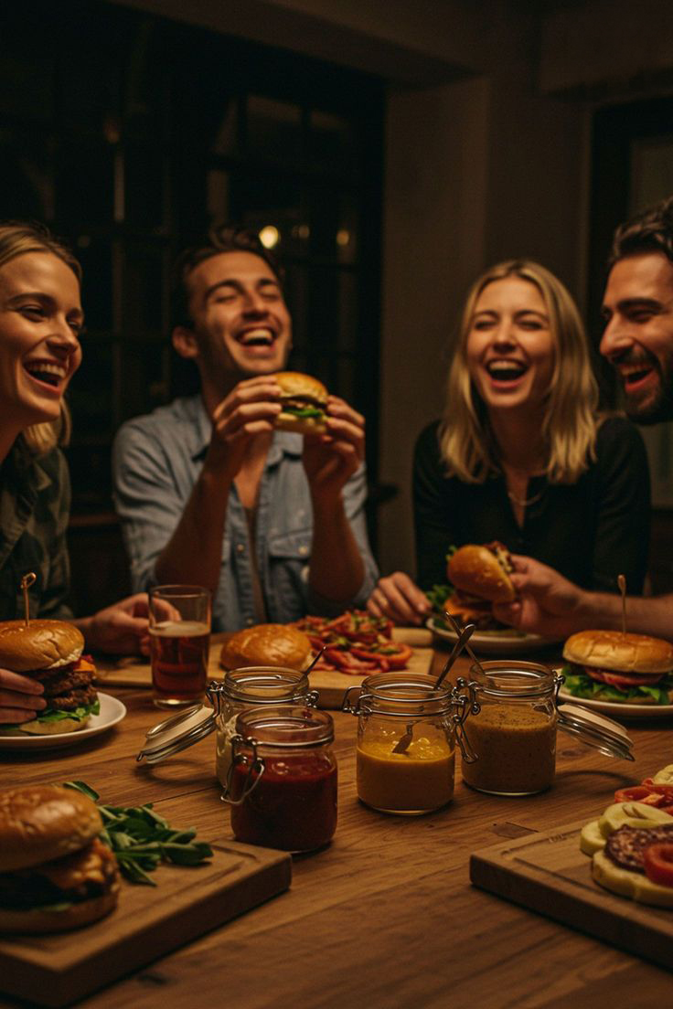 Burger eating together